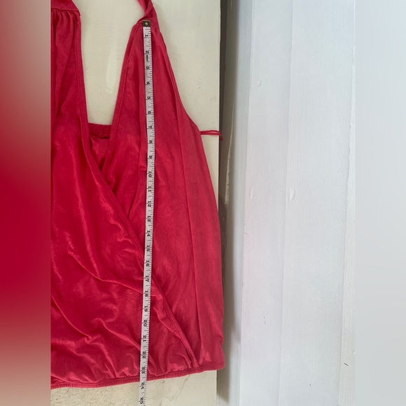 3/25 Hot Coral Pink MXM Tie Neck Halter Top - Picture 7 of 11